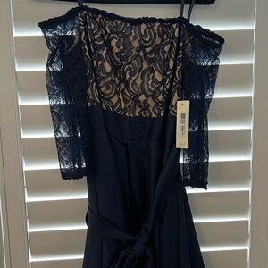 Eliza J Navy Blue Fit and Flare Sweetheart Dress